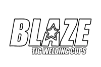 a logo for blaze tig welding cups with a star in the middle