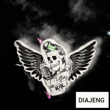 a sticker of a skull with wings and the words ac dc tattoo on it