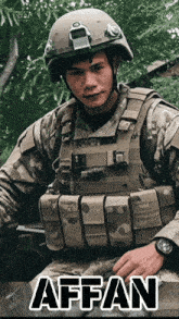 a soldier with the name affan written on the bottom