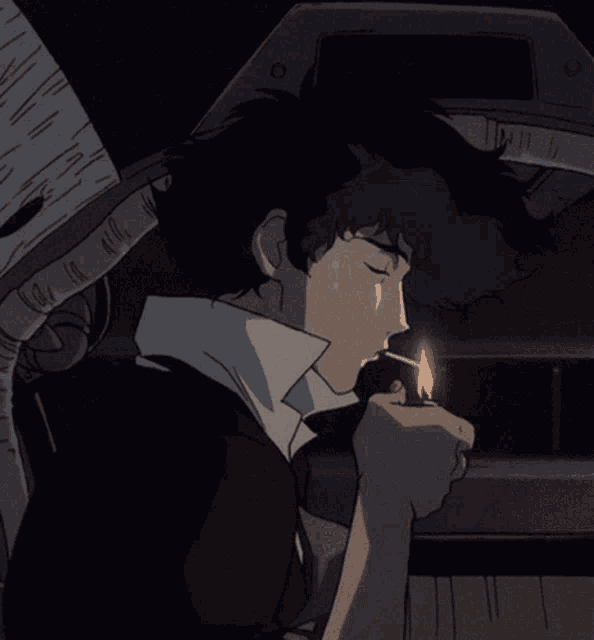 Download A Man Is Smoking A Cigarette In An Anime Wallpaper | Wallpapers.com-demhanvico.com.vn