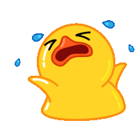 a yellow rubber duck is crying with tears coming out of it 's eyes
