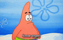 spongebob patrick star snow angel snow spongebob squarepants