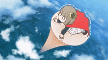 a drawing of a girl flying through the air