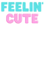 a cartoon girl is standing in front of a sign that says feelin cute