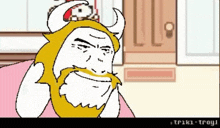 a cartoon of a man with horns and a beard is titled triki-troy1
