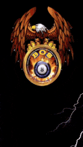 a bob logo with an eagle and a lightning bolt in the background