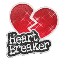 a sticker with a broken heart and the words heartbreaker