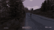 a screenshot of a video game shows a person standing on the side of the road