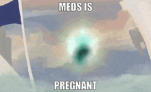 a painting of a person with the words meds is pregnant above them