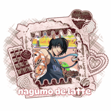 a picture of a boy with the name nagumo de latte below it