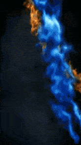 a letter j is made of fire and water on a black background
