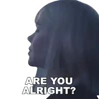 a sticker of a woman with the words are you alright on it