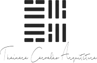 a black and white logo for thainara cavalho arquiteta