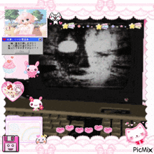 a computer screen with a picture of a face on it and the word picmix at the bottom