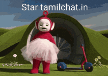 a picture of a teletubbies character with the words star tamilchat.in above her