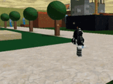 a person in a video game is walking down a sidewalk