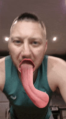 a man with a long red tongue sticking out