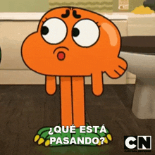darwin from the amazing world of gumball is standing in front of a toilet