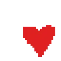 a pixel art red heart on a white background