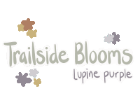 the logo for trailside blooms lupine purple has flowers on it