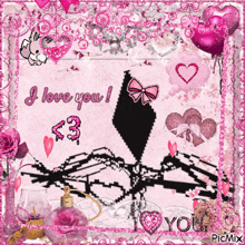a pink greeting card that says i love you
