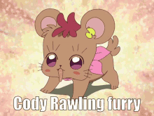 a cartoon character with the name cody rawling furry written on it