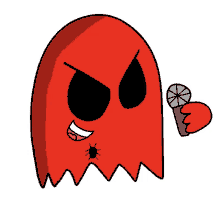 a cartoon drawing of a ghost with a spider in its mouth