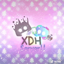 a picture of a xdh server logo on a purple background with snowflakes .