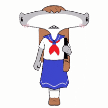 a cartoon drawing of a girl with long hair and horns