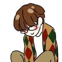 a drawing of a person wearing glasses and a sweater