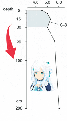 a graph showing the depth of a body with a girl on it