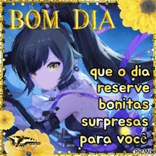 a picture of a girl that says bom dia