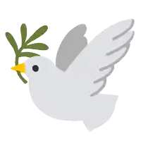 a white dove is holding a green branch in its beak