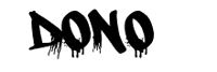 a black and white image of the word dono on a white background