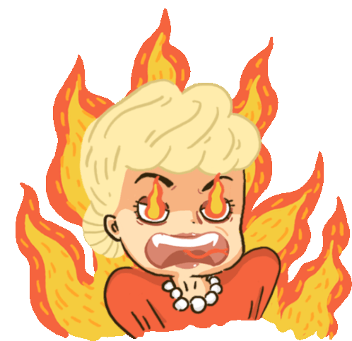 Furious Stepmom Bursts Into Flames Sticker - Furious Angry Flaming Stickers