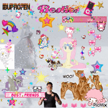 a collage of images including one that says besties