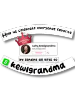 a sign that says help us celebrate everyones favorite by sending all gifts to kewiggrandma