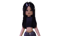 a girl with long black hair is wearing a black crop top