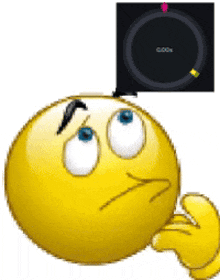 a yellow smiley face with a black box behind it that says 0:00