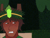 a pixel art drawing of a man wearing a green crown