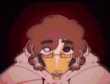 a cartoon drawing of a man with glasses and a beard wearing a hoodie .