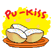 Pukis Cake With A Pun Caption For Kiss Sticker - Tukang Bubur Naik Nintendo Pu Kiss Buns Stickers