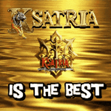 a gold background with the words satria is the best on it
