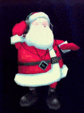 a cartoon santa wearing headphones and a hat