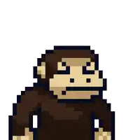 a pixel art of a monkey with red flames coming out of it 's head