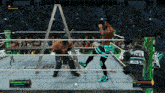 a video game shows two wrestlers in a ring with the letters ea on the bottom