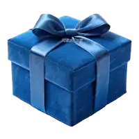 a blue gift box with a blue ribbon and a bow has the name anna on it