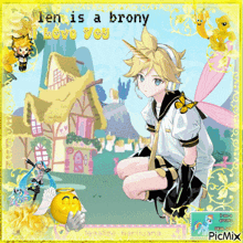 a picture of a boy with a unicorn horn says len is a brony love you