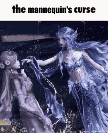 two dolls are standing next to each other with the caption " the mannequin 's curse "