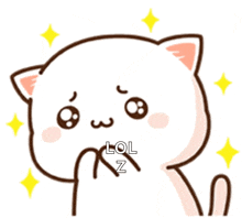 a cartoon cat with the word lol written on it